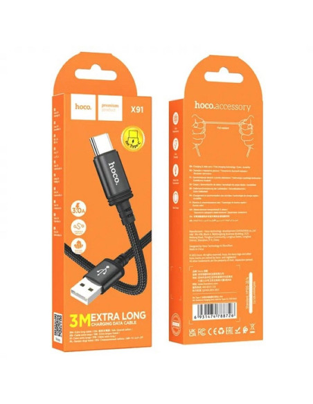 HOCO Câble USB A vers Type C 3A X91 3 m noir