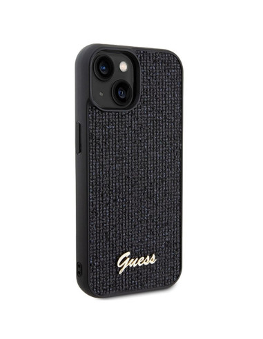 Véritable GUESS Case GUHCP15SPMSDGSK pour iPhone 15 (Disco Script Metal / Black)