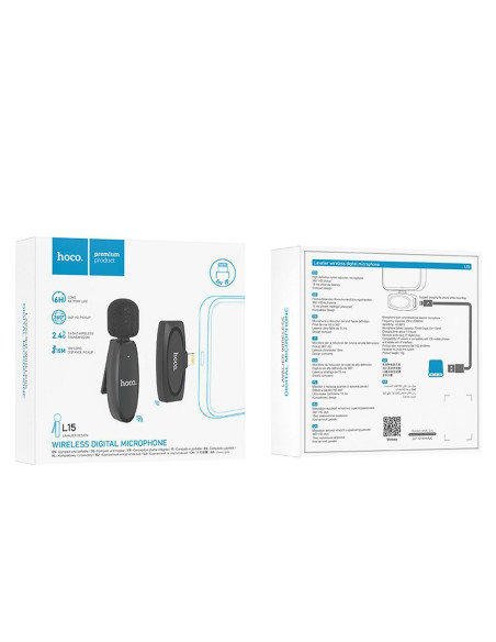HOCO microphone cravate sans fil Lightning L15 noir