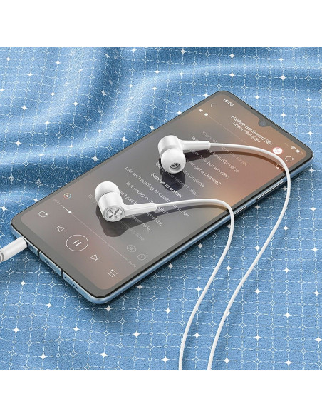 HOCO wire earphones Jack 3,5 mm with microphone M104 white
