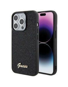 Véritable GUESS Case GUHCP15LPMSDGSK pour iPhone 15 PLUS (Disco Script Metal / Black)