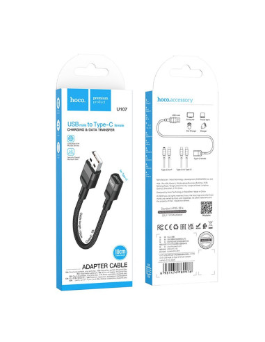 HOCO adapter OTG USB A (male) to Type C (female) 3A U107 0,1 m black