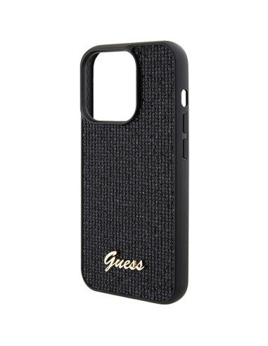 Véritable GUESS Case GUHCP15LPMSDGSK pour iPhone 15 PLUS (Disco Script Metal / Black)