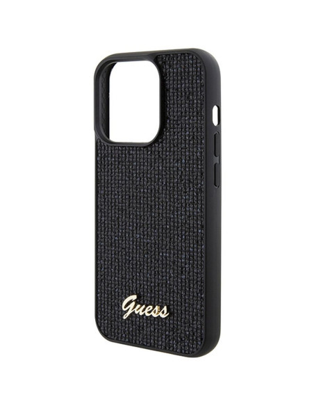 Véritable GUESS Case GUHCP15LPMSDGSK pour iPhone 15 PLUS (Disco Script Metal / Black)