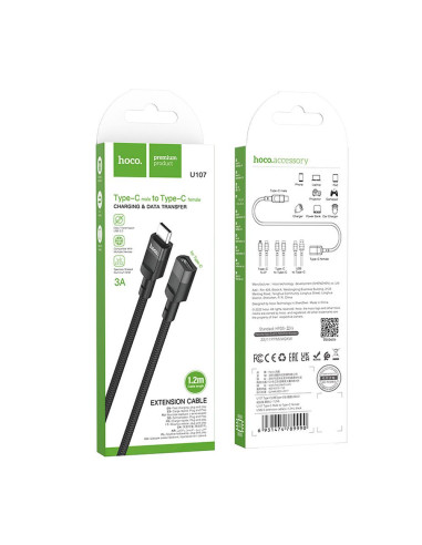 HOCO adapter OTG Type C (male) to Type C (female) 3A U107 1,2 m black