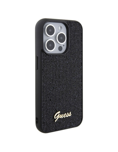 Véritable GUESS Case GUHCP15LPMSDGSK pour iPhone 15 PLUS (Disco Script Metal / Black)
