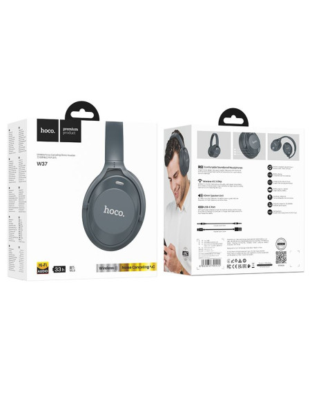 HOCO wireless bluetooth headphones ANC W37 smoky blue