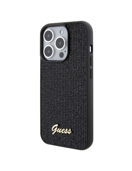 Véritable GUESS Case GUHCP15LPMSDGSK pour iPhone 15 PLUS (Disco Script Metal / Black)