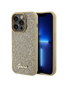 Véritable GUESS Case GUHCP14LPMSDGSD pour iPhone 14 Pro (Disco Script Metal / Gold)