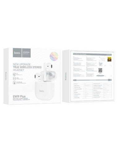 Écouteurs sans fil bluetooth HOCO TWS EW19 Plus blanc