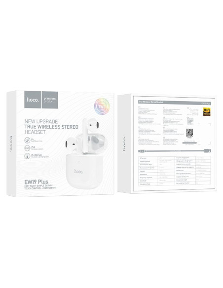 Écouteurs sans fil bluetooth HOCO TWS EW19 Plus blanc