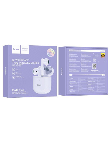 Écouteurs sans fil bluetooth HOCO TWS EW19 Plus violet