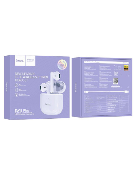 Écouteurs sans fil bluetooth HOCO TWS EW19 Plus violet