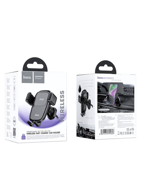 HOCO grille induction support voiture 15W HW01 noir