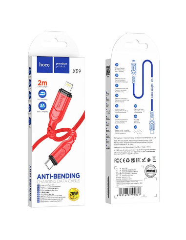 Câble HOCO Type C vers Lightning PD 3A 20W X59 2 m rouge