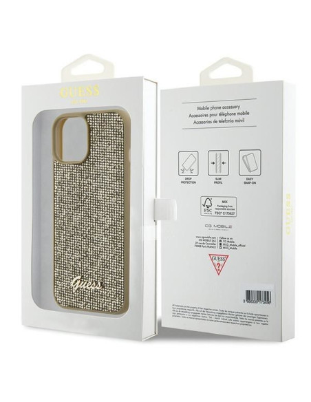Coque GUESS pour IPHONE 13 / 14 / 15 GUHCP15SPMSDGSD (Disco Metal Script) Or