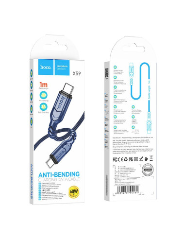 HOCO cable Type C to Type C PD QC 3A 60W X59 1 m blue