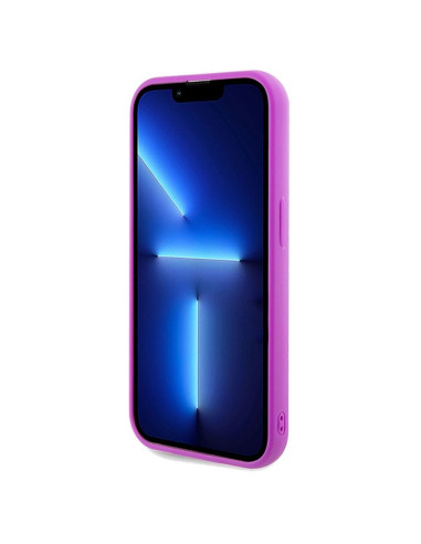 Véritable GUESS Case GUHCP14LPMSDGSF pour iPhone 14 Pro (Disco Script Metal / fuchsia)