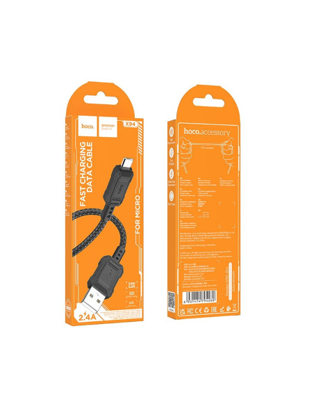 HOCO Câble USB A vers Micro USB 2.4A X94 1 m noir