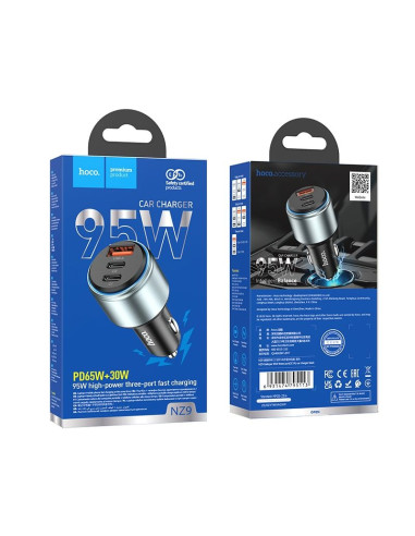 HOCO chargeur de voiture USB A + 2 x Type C PD QC 95W NZ9 noir