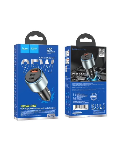 HOCO chargeur de voiture USB A + 2 x Type C PD QC 95W NZ9 noir