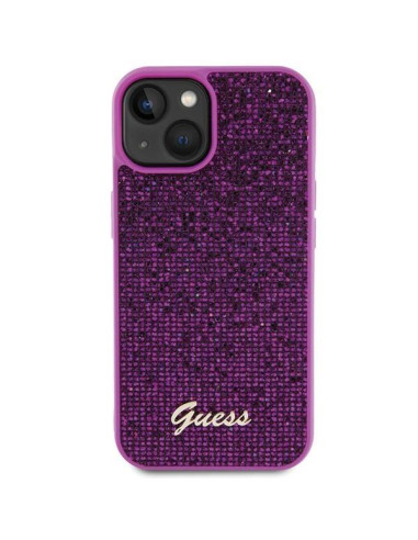 GUESS Coque pour IPHONE 13 / 14 / 15 GUHCP15SPMSDGSF (Disco Metal Script) fuchsia