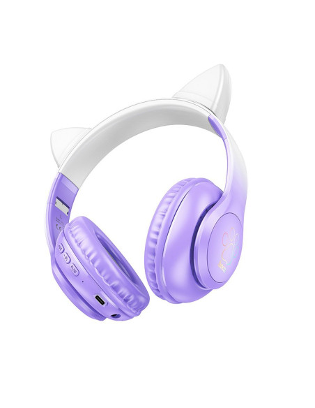 Écouteurs sans fil bluetooth HOCO W42 Cat Ears raisin violet