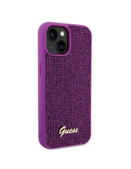 GUESS Coque pour IPHONE 13 / 14 / 15 GUHCP15SPMSDGSF (Disco Metal Script) fuchsia