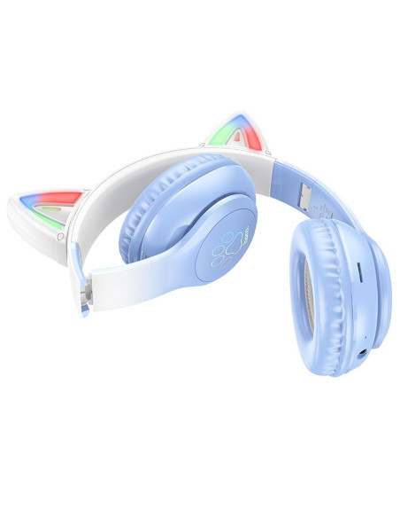 Écouteurs sans fil bluetooth HOCO W42 Cats Ears crystal blue