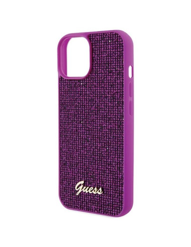 GUESS Coque pour IPHONE 13 / 14 / 15 GUHCP15SPMSDGSF (Disco Metal Script) fuchsia
