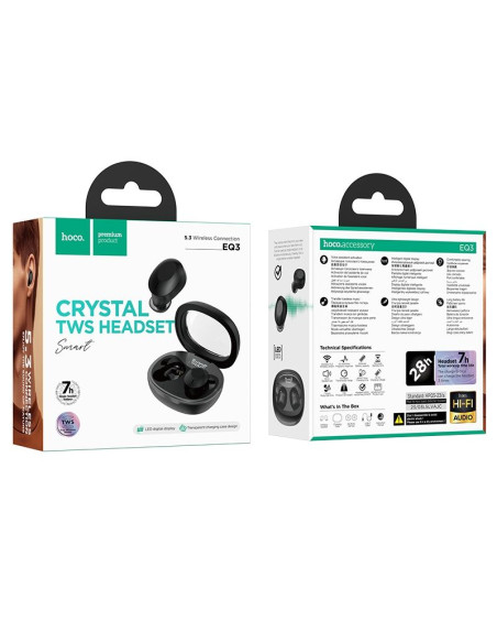 Écouteurs sans fil bluetooth HOCO TWS EQ3 noir