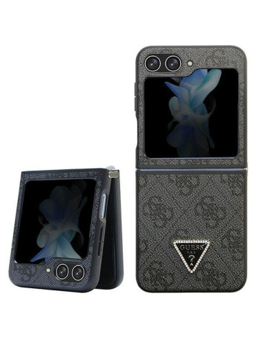 Véritable GUESS Case GUHCZF5P4TDPK pour Samsung Flip 5 (4G Triangle Strass / noir)
