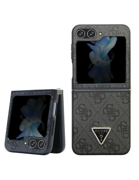 Véritable GUESS Case GUHCZF5P4TDPK pour Samsung Flip 5 (4G Triangle Strass / noir)