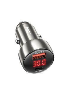 HOCO Chargeur de voiture USB A + Type C avec écran PD QC3.0 3A 48W Z50 gris métal