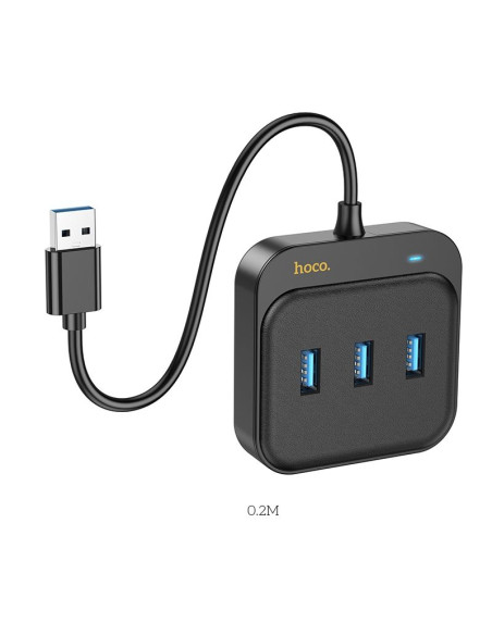 Adaptateur HOCO HUB 4in1 USB A HB35 0,2 m noir