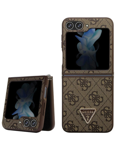 Véritable GUESS Case GUHCZF5P4TDPW pour Samsung Flip 5 (4G Triangle Strass / brun)