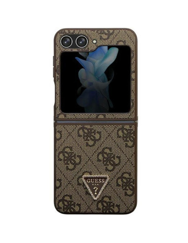 Véritable GUESS Case GUHCZF5P4TDPW pour Samsung Flip 5 (4G Triangle Strass / brun)