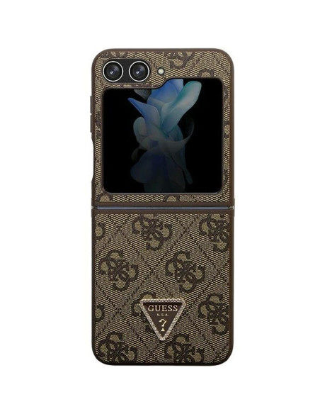 Véritable GUESS Case GUHCZF5P4TDPW pour Samsung Flip 5 (4G Triangle Strass / brun)