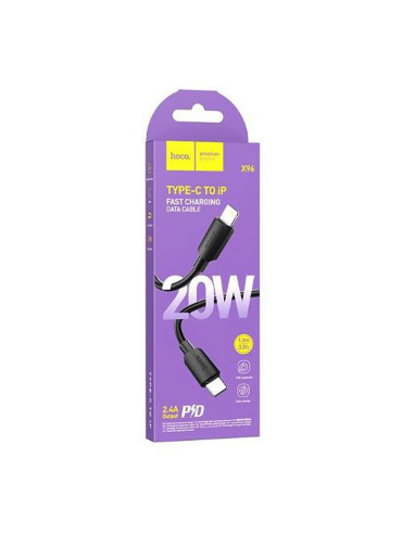 Câble HOCO Type C vers Lightning PD 2.4A 20W X96 1 m noir