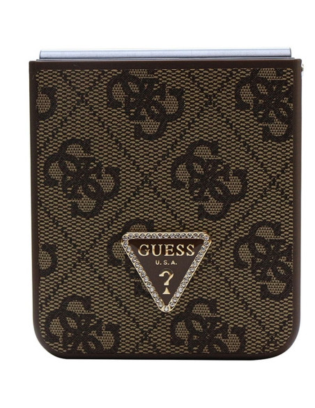 Véritable GUESS Case GUHCZF5P4TDPW pour Samsung Flip 5 (4G Triangle Strass / brun)