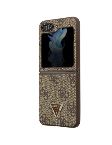Véritable GUESS Case GUHCZF5P4TDPW pour Samsung Flip 5 (4G Triangle Strass / brun)