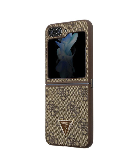 Véritable GUESS Case GUHCZF5P4TDPW pour Samsung Flip 5 (4G Triangle Strass / brun)