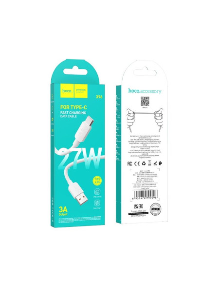 HOCO Câble USB A vers Type C PD 2.4A 27W X96 1 m blanc