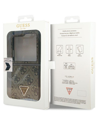 Véritable GUESS Case GUHCZF5P4TDPW pour Samsung Flip 5 (4G Triangle Strass / brun)