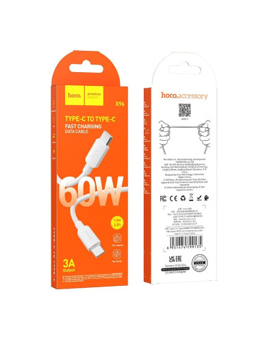 Câble HOCO Type C à Type C PD 3A 60W X96 1 m blanc