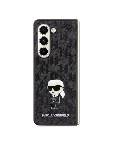 Véritable KARL LAGERFELD Case KLHCZFD5SAPKINPK pour Samsung Fold 5 (Saffiano Mono IK PIN / noir)