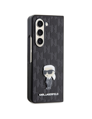 Véritable KARL LAGERFELD Case KLHCZFD5SAPKINPK pour Samsung Fold 5 (Saffiano Mono IK PIN / noir)