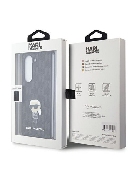Véritable KARL LAGERFELD Case KLHCZFD5SAPKINPK pour Samsung Fold 5 (Saffiano Mono IK PIN / noir)
