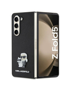 Véritable KARL LAGERFELD Case KLHCZFD5SAKCNPK pour Samsung Fold 5 (Saffiano K&C PIN / noir)