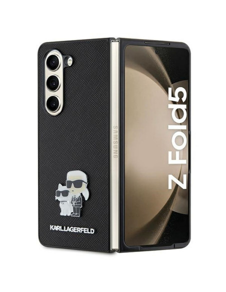 Véritable KARL LAGERFELD Case KLHCZFD5SAKCNPK pour Samsung Fold 5 (Saffiano K&C PIN / noir)